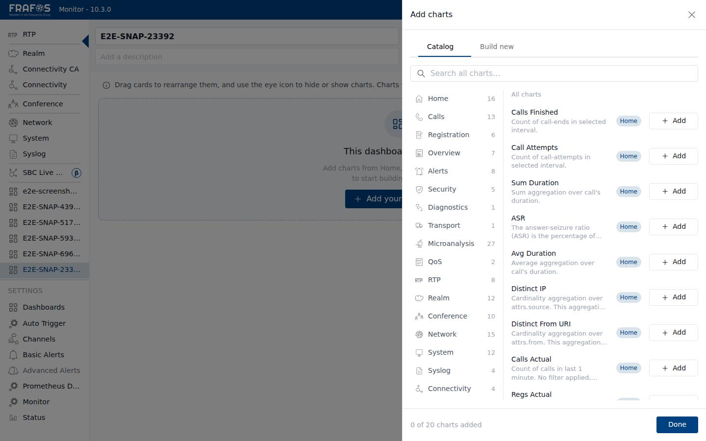 Catalog tab — browse and search pre-built charts