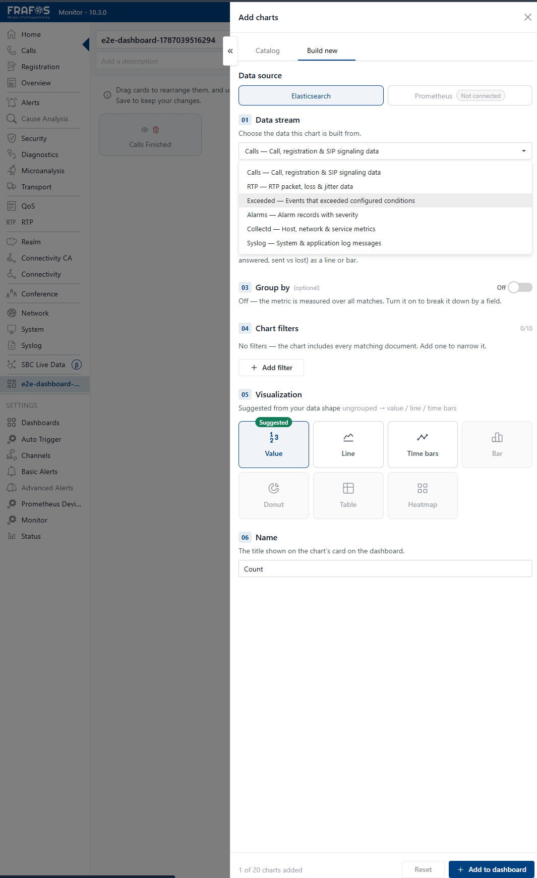 ES Builder — configure a chart from ElasticSearch data