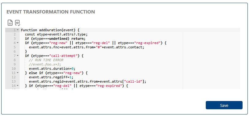 event transformation function