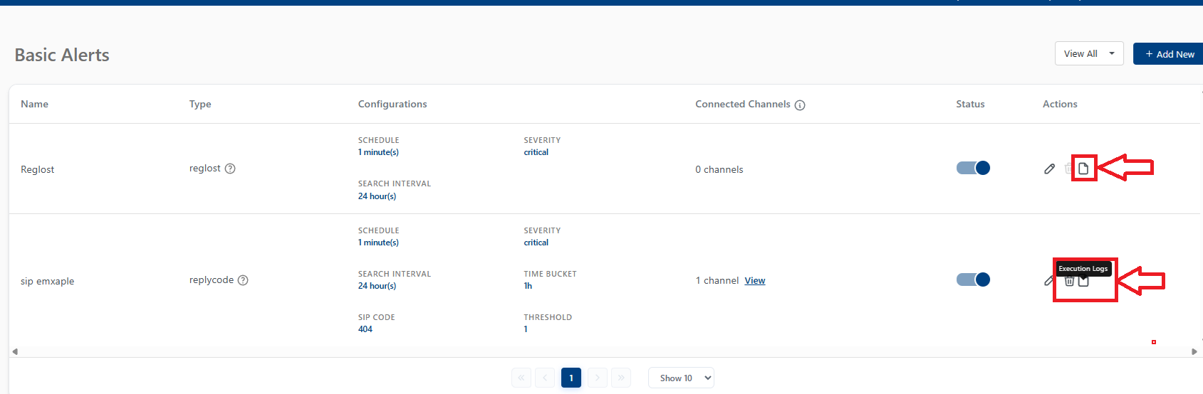 Basic Alert Execution Logs
