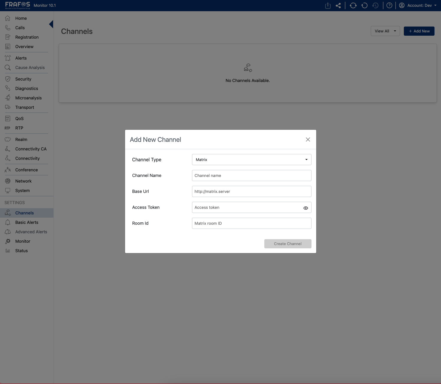 Create matrix channel
