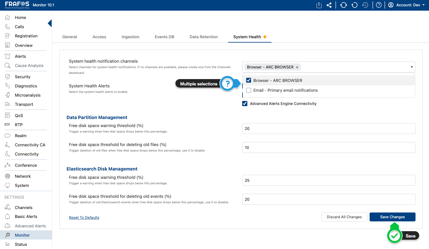 System health alerts
